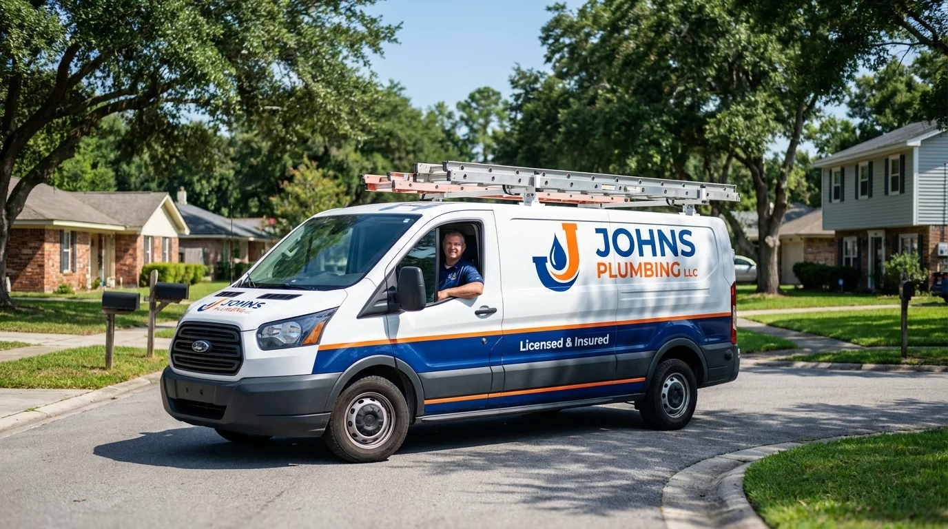 Johns Plumbing LLC service van in Union Springs, NY