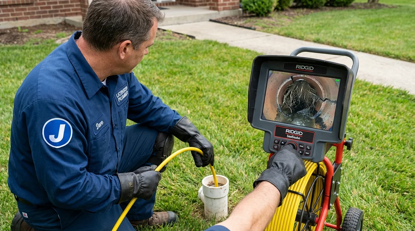 Sewer camera inspection being performed by Johns Plumbing LLC in Union Springs
